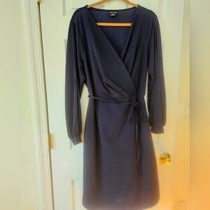 CityChic Navy wrap-style dress 16w city chic, long sleeve w/cut out